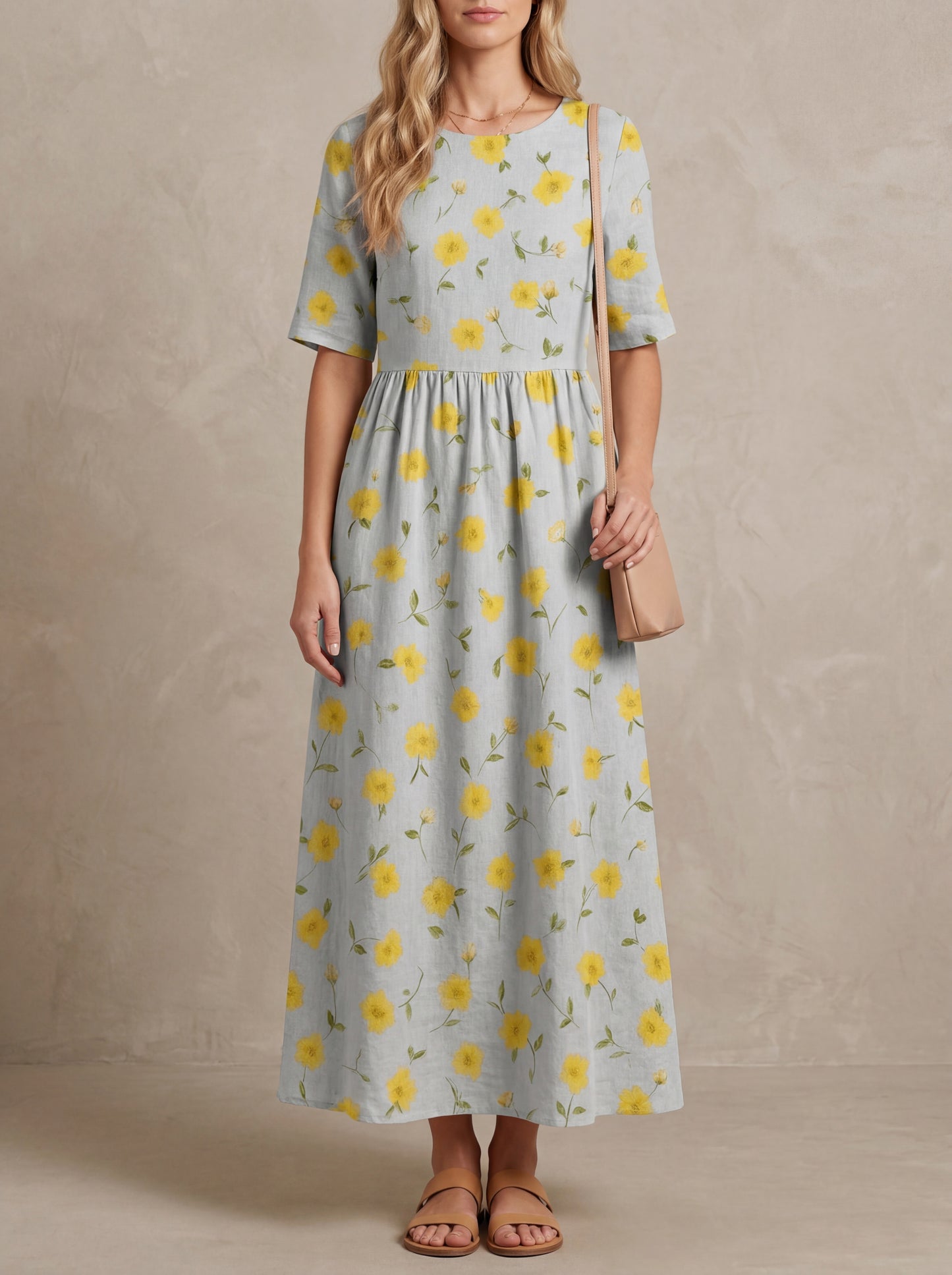 Claire · Robe midi fleurie, coupe ample et légère
