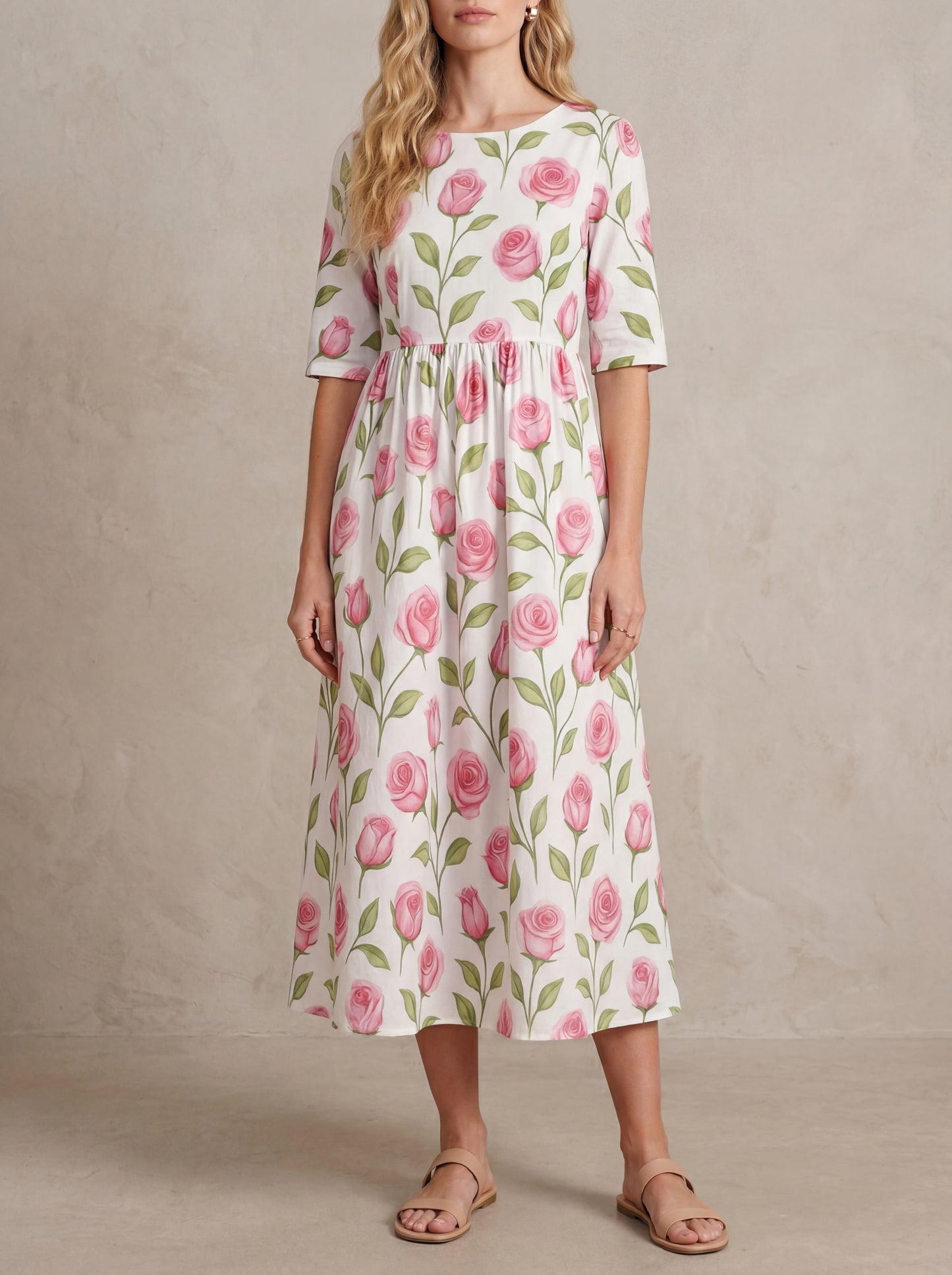 Claire · Robe midi fleurie, coupe ample et légère