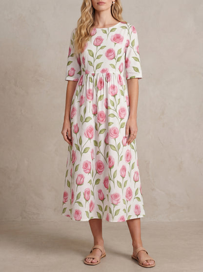 Claire · Robe midi fleurie, coupe ample et légère