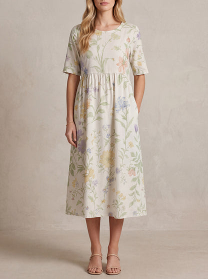 Claire · Robe midi fleurie, coupe ample et légère