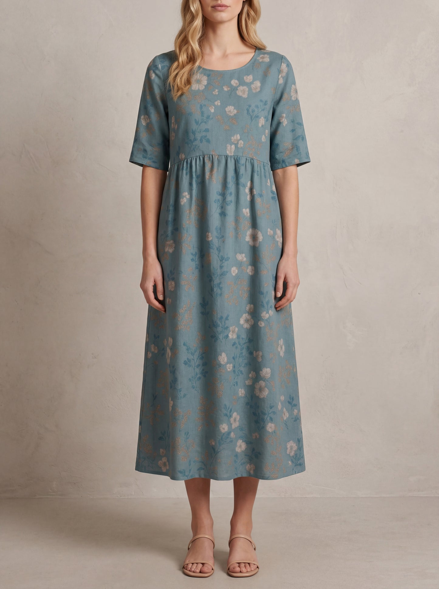 Claire · Robe midi fleurie, coupe ample et légère