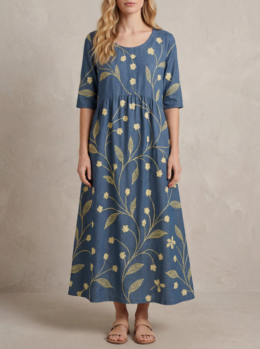 Claire · Robe midi fleurie, coupe ample et légère