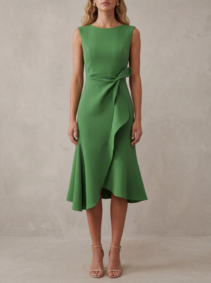 Geneviève · Robe midi asymétrique au drapé fluide