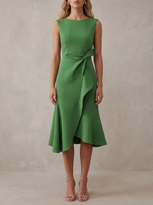 Geneviève · Robe midi asymétrique au drapé fluide