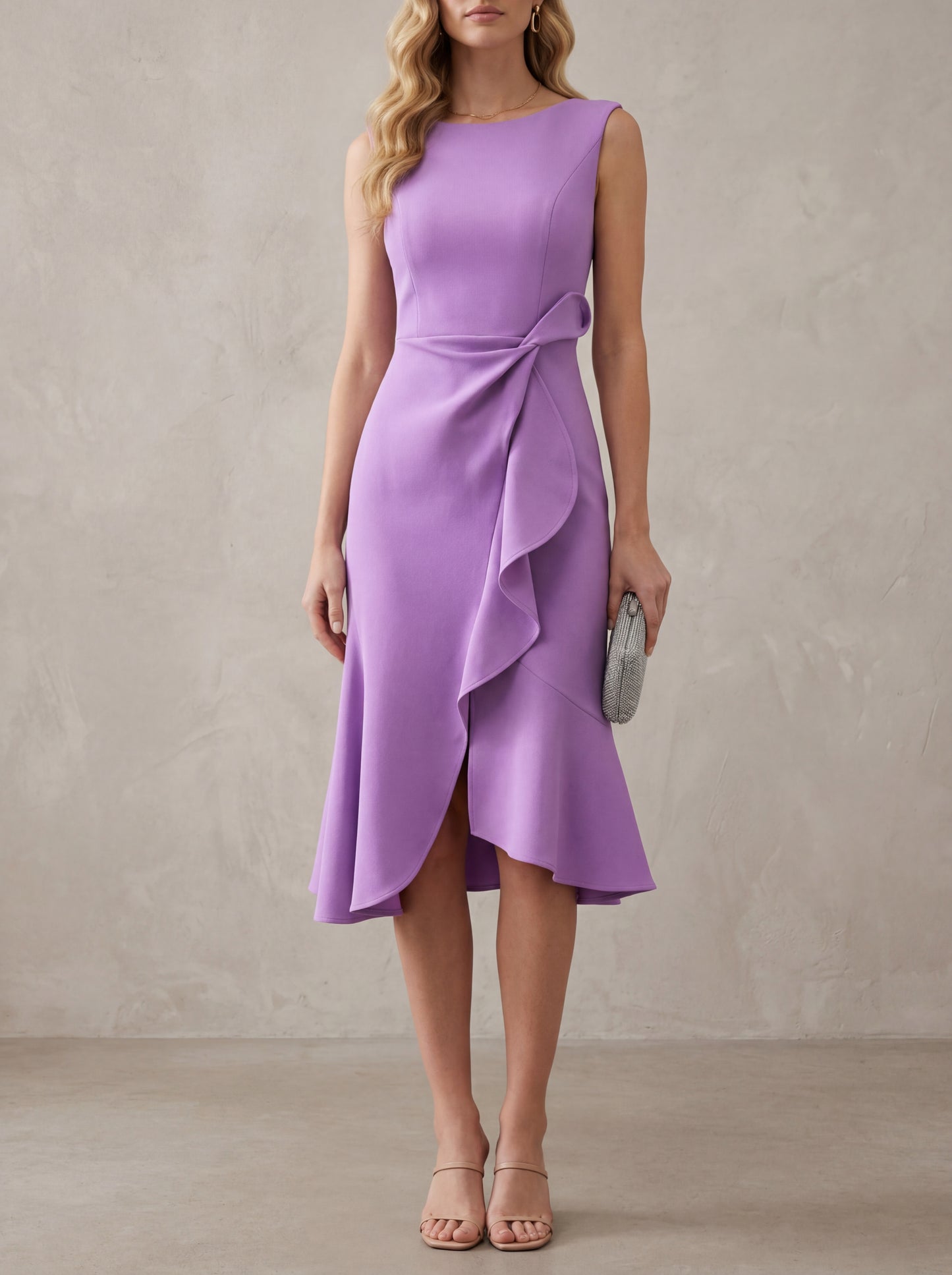 Geneviève · Robe midi asymétrique au drapé fluide