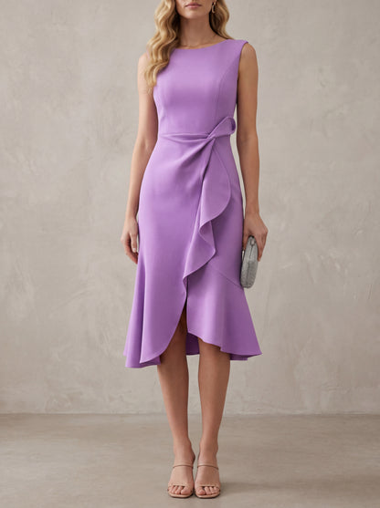Geneviève · Robe midi asymétrique au drapé fluide