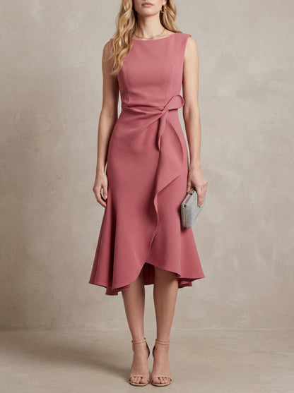 Geneviève · Robe midi asymétrique au drapé fluide