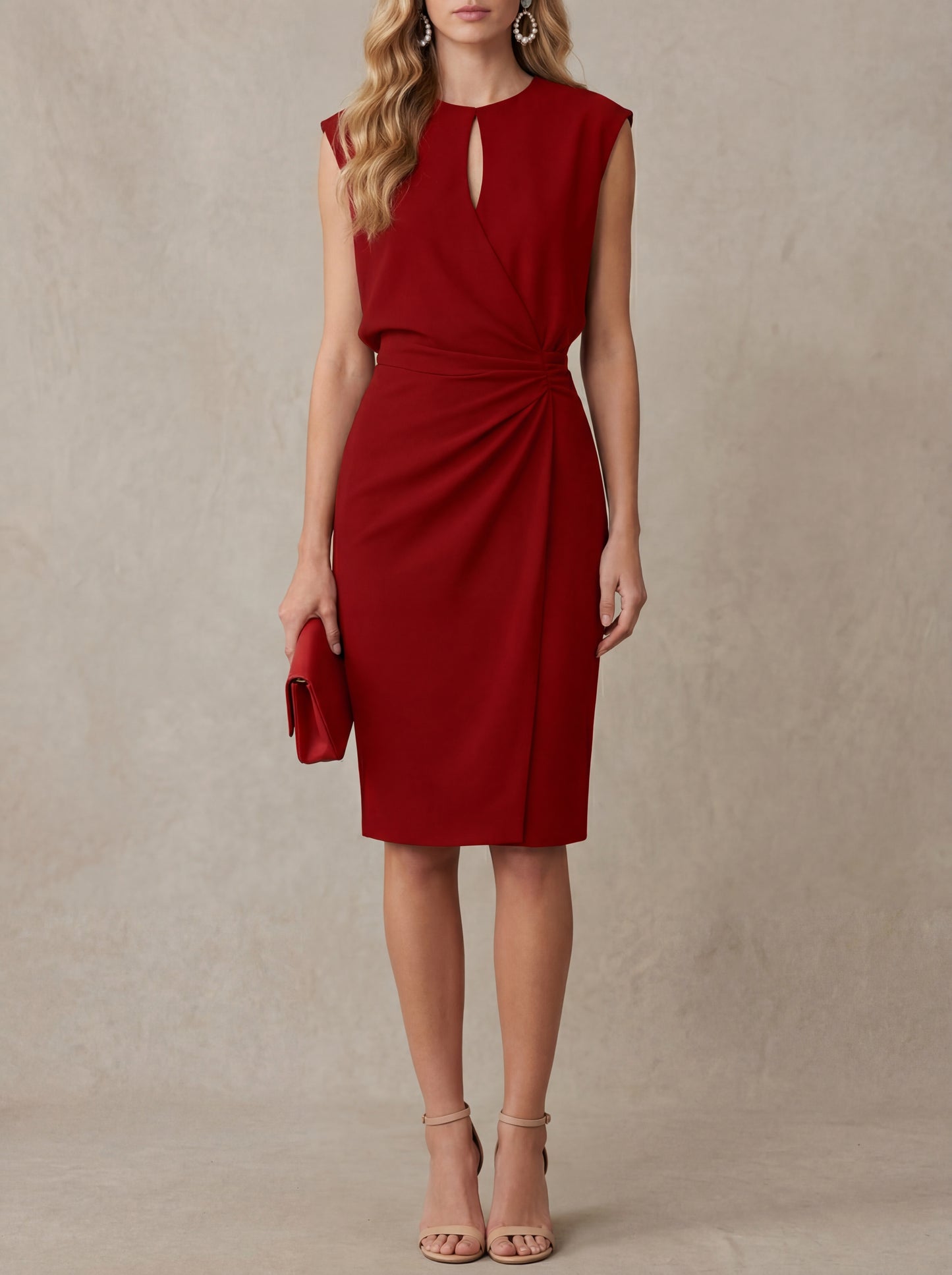 Colette · Robe midi drapée à décolleté discret