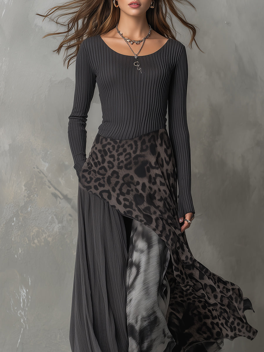 Odette · Robe maxi bohémienne à imprimé animalier