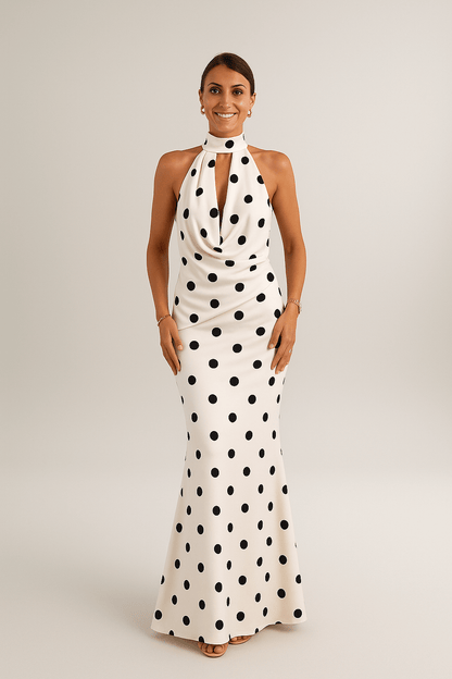 Chloé™ | Robe Longue à Pois Noirs
