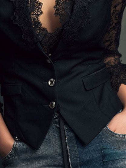 Claudia · Blazer Noir avec Dentelle