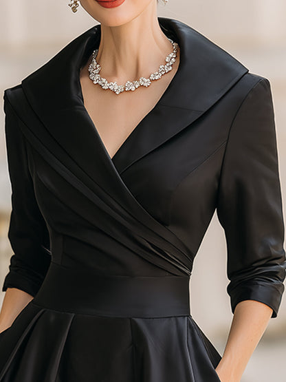 Lucienne · Robe midi vintage à col châle drapé