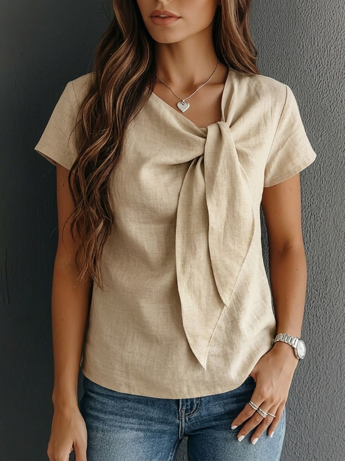 Valentina · Blouse légère avec col en V et nœud