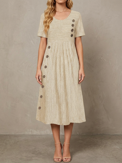 Françoise · Robe midi rayée, coupe ample et froncée