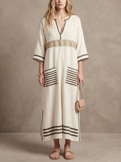 Marie · Robe maxi kaftan à bandes contrastées