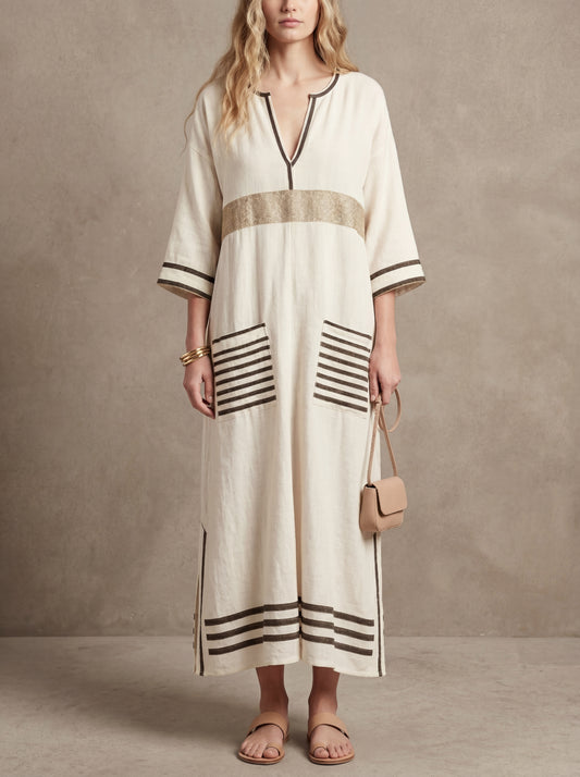 Marie · Robe maxi kaftan à bandes contrastées