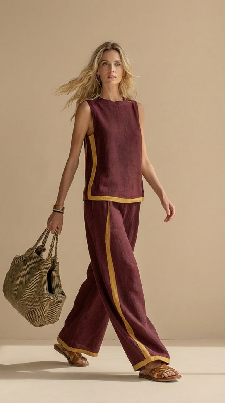 Mia™ | Ensemble léger en lin et coton en deux pièces