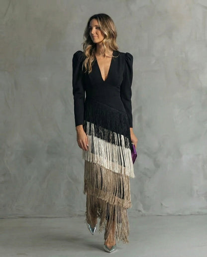 Clara · Robe élégante avec manches à franges
