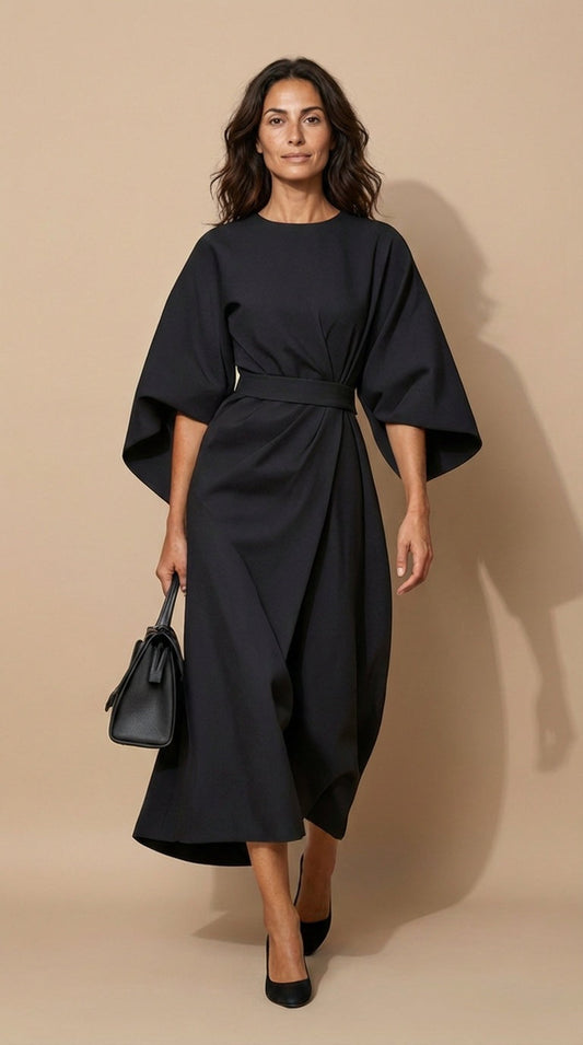 Sylvie · Robe élégante à manches lanternes raffinées