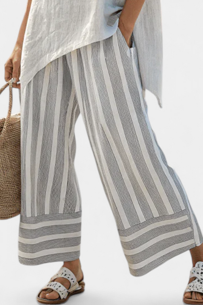 Talvora | Élégante Blouse Asymétrique et Pantalons Rayés