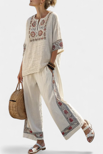 Tameric | Blouse Brodée et Pantalons Amples
