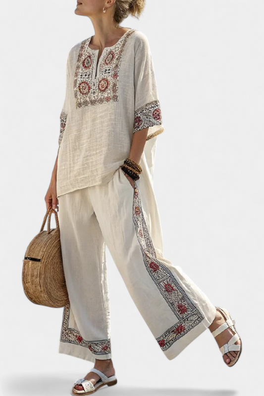 Tameric | Blouse Brodée et Pantalons Amples