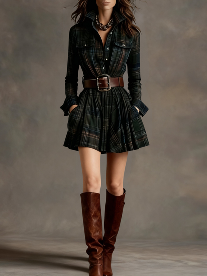 Bárbara · Robe courte chemise à carreaux