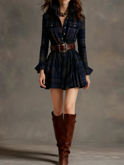 Bárbara · Robe courte chemise à carreaux