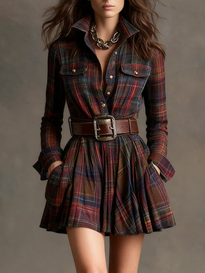 Bárbara · Robe courte chemise à carreaux