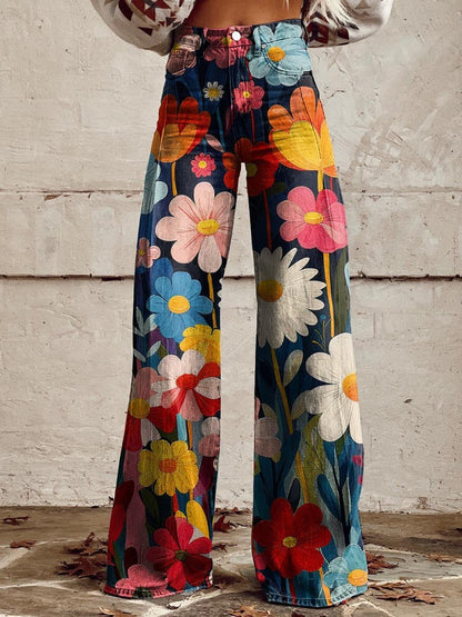 Léna - Pantalons Amples à Fleurs