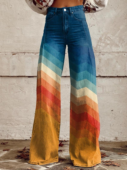 Léa - Pantalons Zigzag Retro Élégants