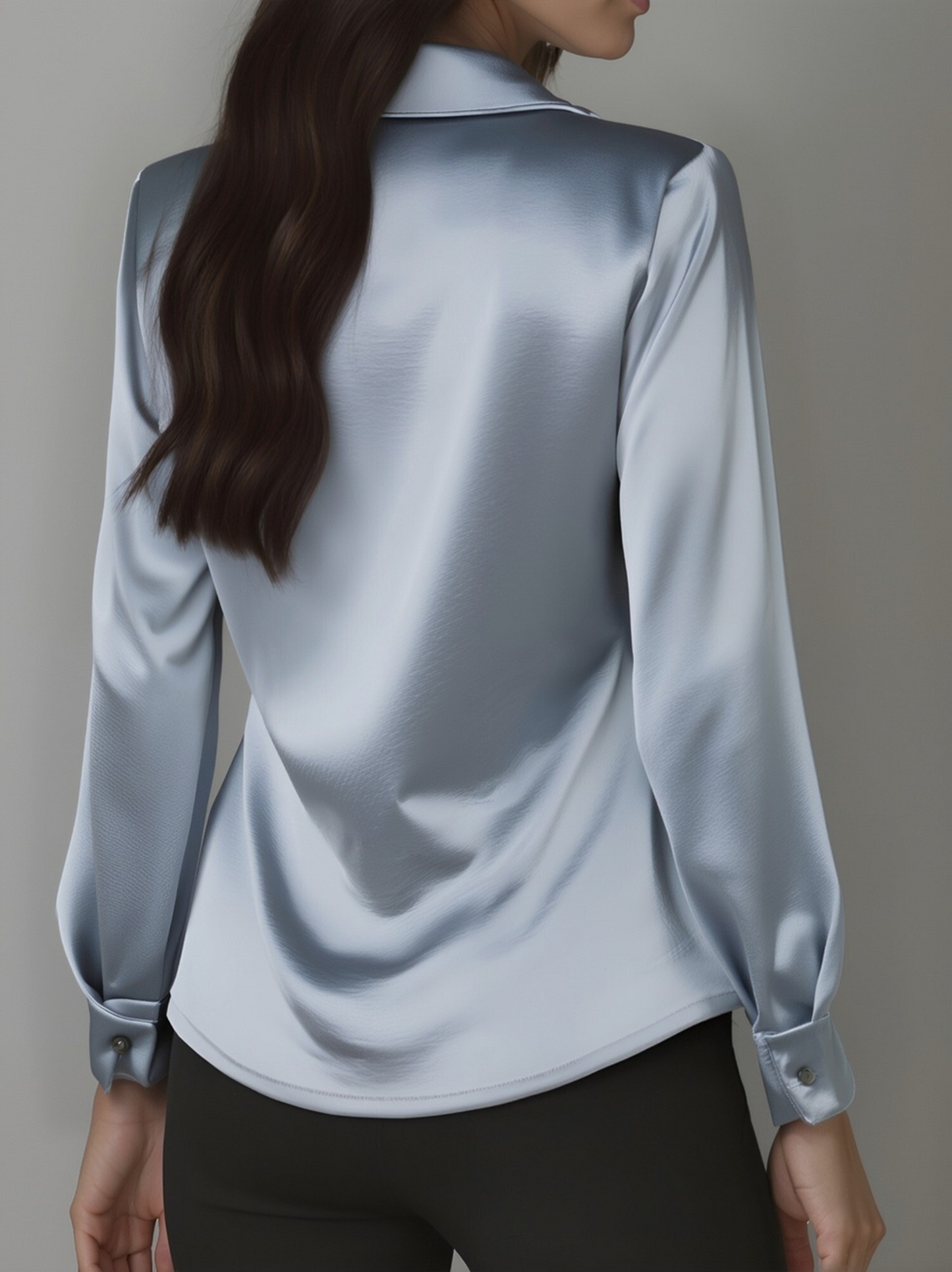Blouse en Satin Blanc Élégante avec Décolleté Drapé