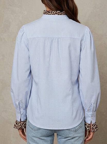 Monique · Blouse patchwork à rayures et imprimé animalier