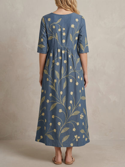 Claire · Robe midi fleurie, coupe ample et légère