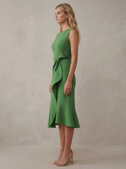 Geneviève · Robe midi asymétrique au drapé fluide