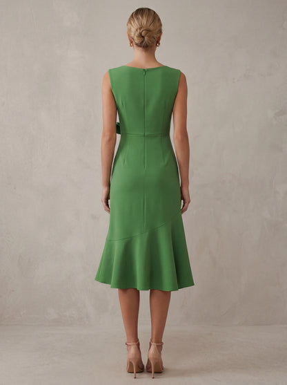 Geneviève · Robe midi asymétrique au drapé fluide