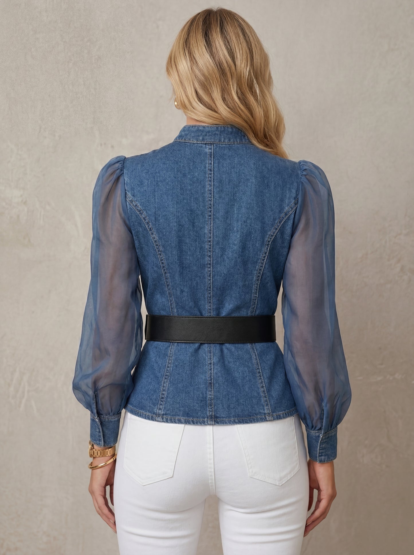 Jacqueline · Blouse structurée à manches en voile