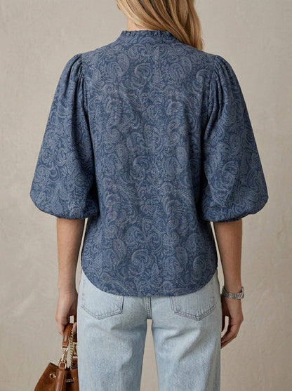 Paulette · Blouse à manches bouffantes et imprimé fleuri