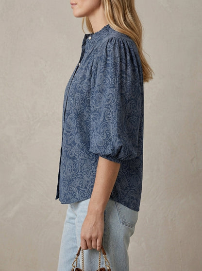 Paulette · Blouse à manches bouffantes et imprimé fleuri