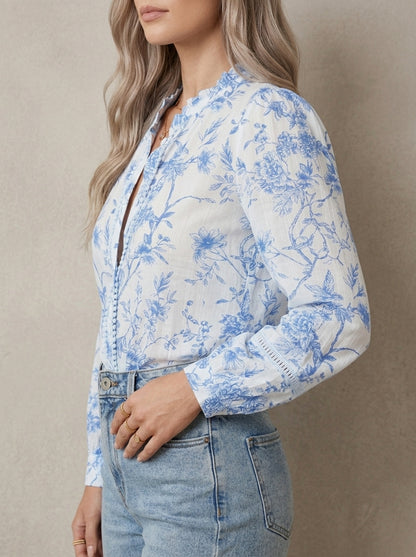 Françoise · Blouse à imprimé botanique et col en V profond