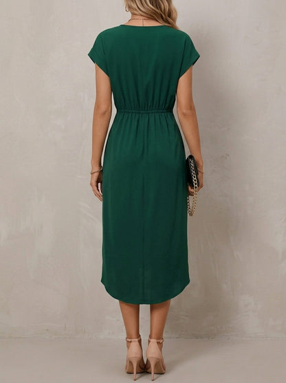 Odile · Robe midi à col en V et nœud à la taille