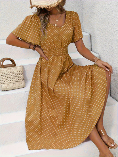 Maëva™ | Robe midi chic à pois roses