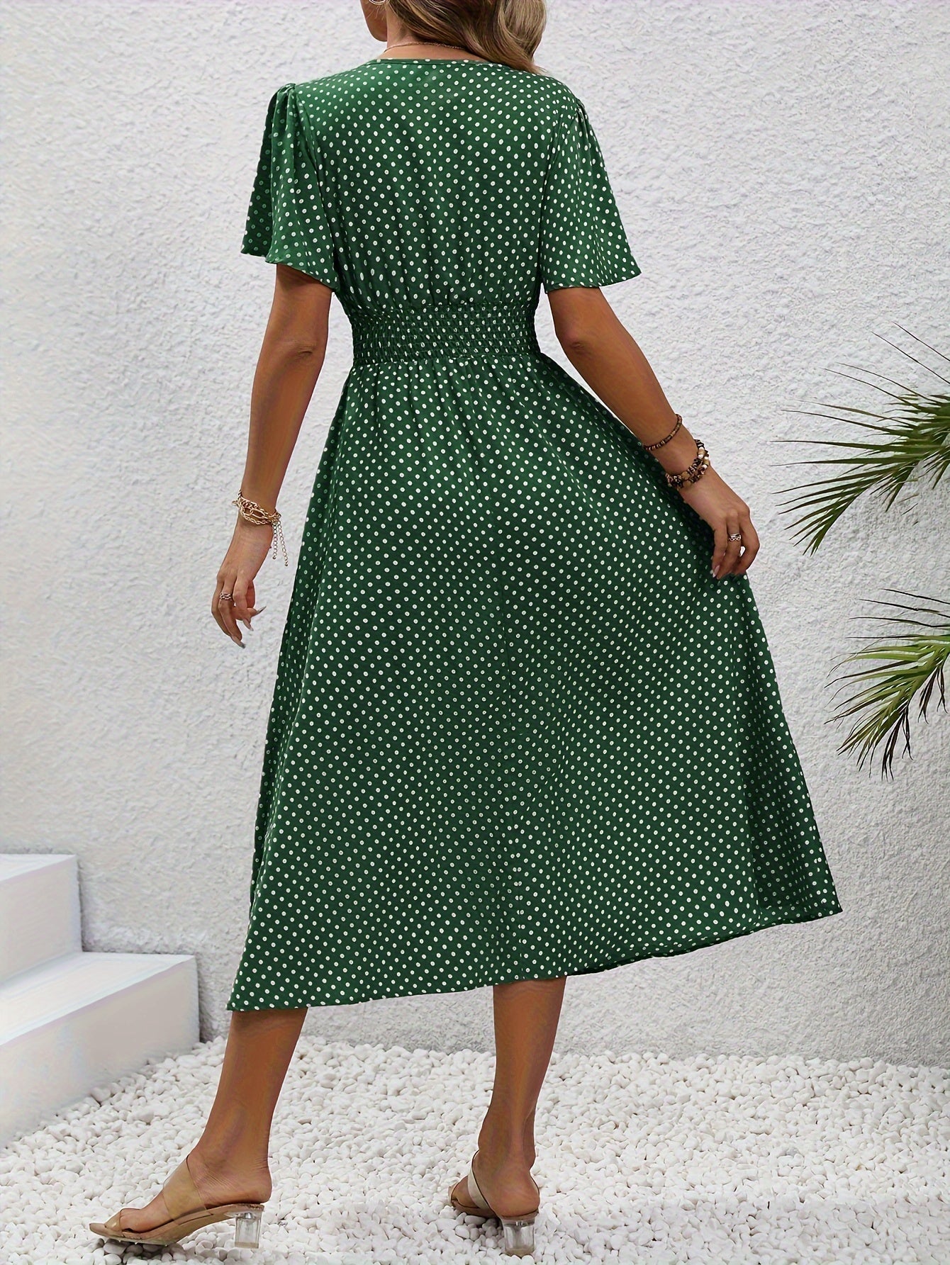 Maëva™ | Robe midi chic à pois roses