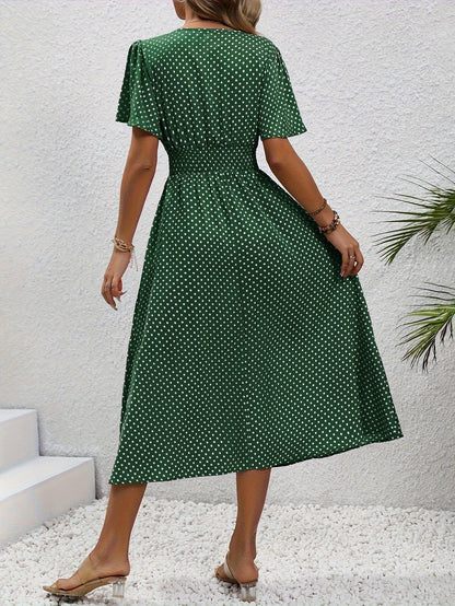 Maëva™ | Robe midi chic à pois roses