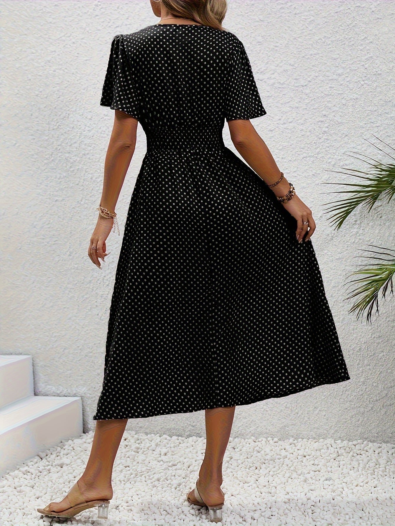 Maëva™ | Robe midi chic à pois roses
