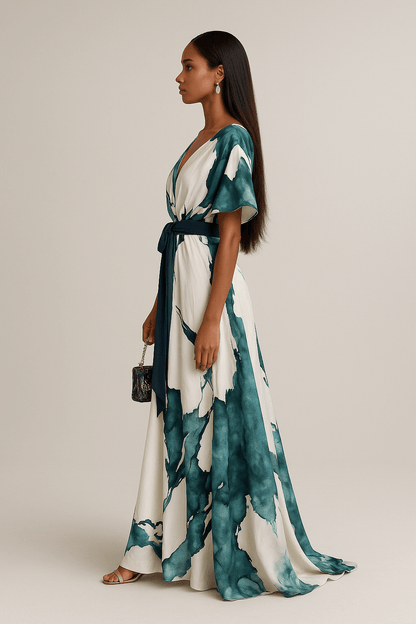 Nayla™ | Robe Longue à Imprimé Aquarelle