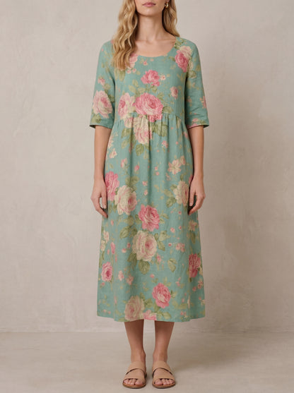 Claire · Robe midi fleurie, coupe ample et légère