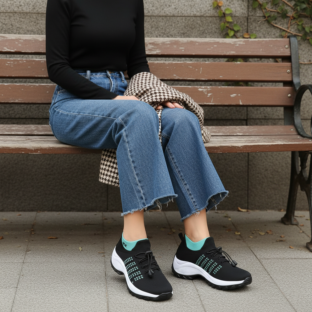 Ambulo Chaussures Orthopédiques en Tissu Tricoté - Vert Noir