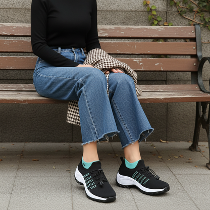 Ambulo Chaussures Orthopédiques en Tissu Tricoté - Vert Noir