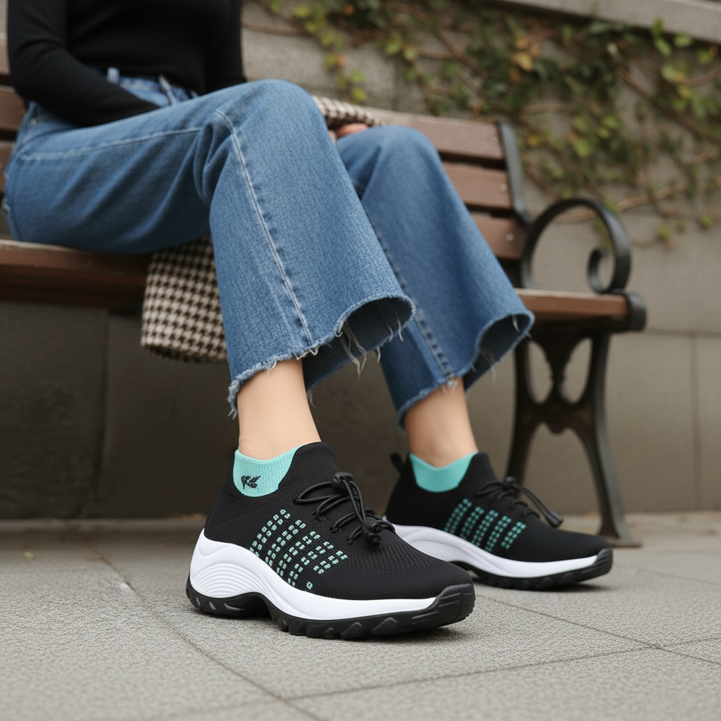 Ambulo Chaussures Orthopédiques en Tissu Tricoté - Vert Noir